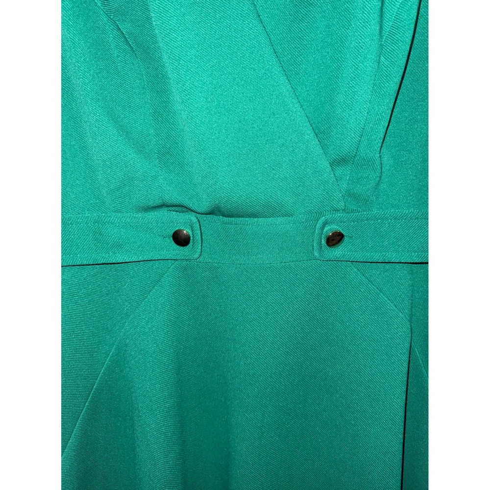 London Times Green Fit and Flare V-Neck Midi Dress 3/4 Sleeve Size 4 NWT - Picture 2 of 5